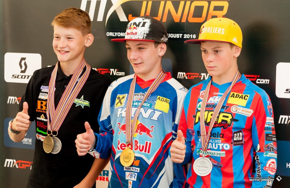 FIM Junior Motocross World Championship - Russia, Orlenok: Максим Краев (слева) - 3-е место, класс 85 куб.см.
