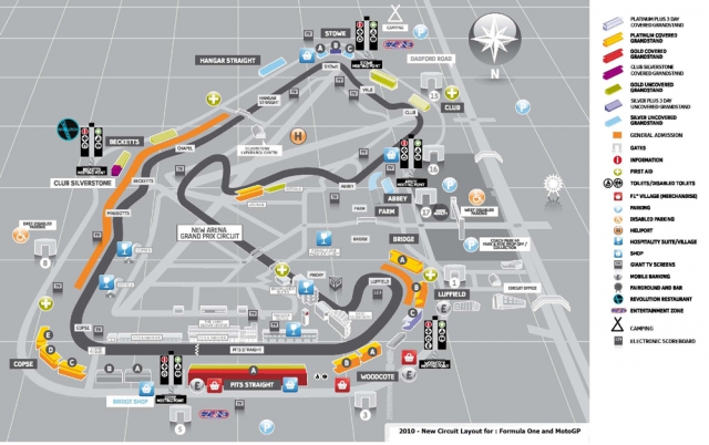 Схема Silverstone Circuit: стартовая прямая вернулась на место!