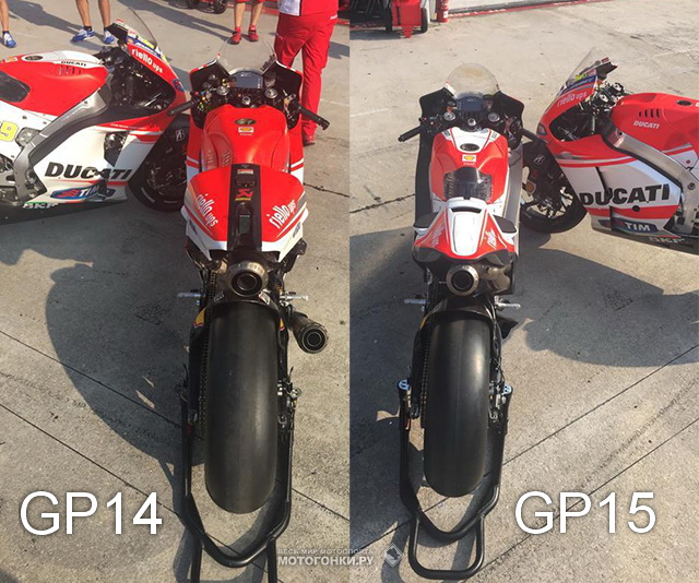Ducati Desmosedici GP14.3 и GP15 на пит-лейне Sepang International Circuit