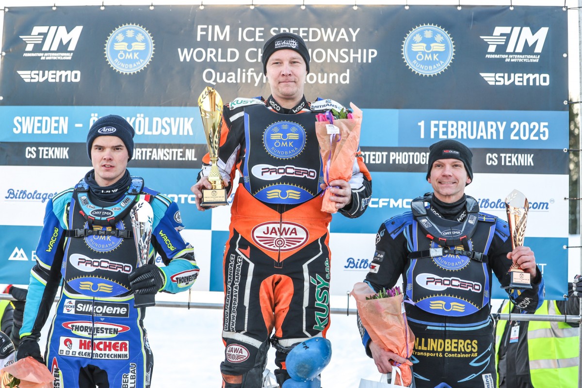 Подиум квалификационного раунда FIM Ice Speedway Gladiators 2025 Подиум квалификационного раунда FIM Ice Speedway Gladiators 2025
