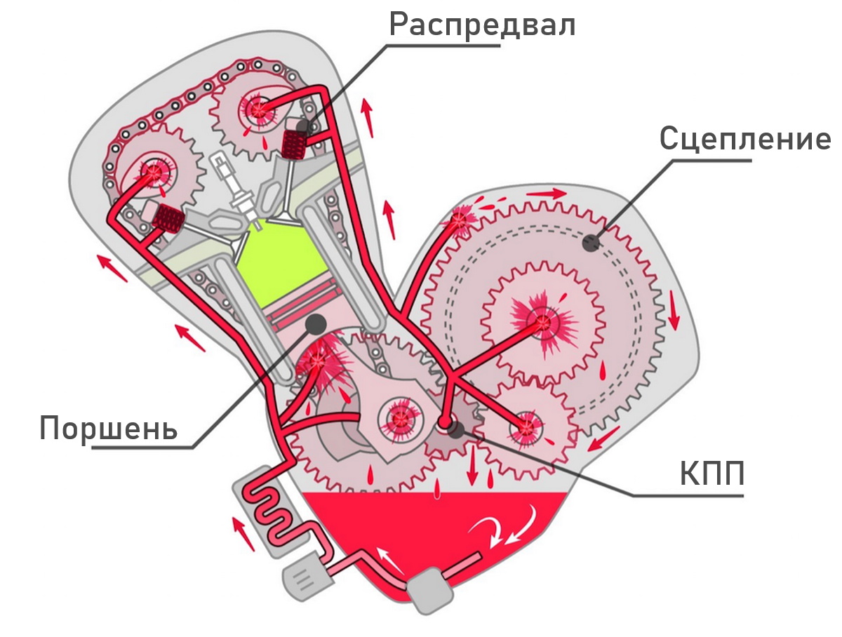 Система смазки современного двигателя мотоцикла Система смазки современного двигателя мотоцикла