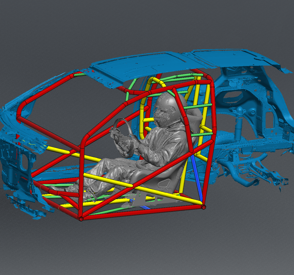 Современный каркас безопасности (roll cage) в гоночном автомобиле Современный каркас безопасности (roll cage) в гоночном автомобиле