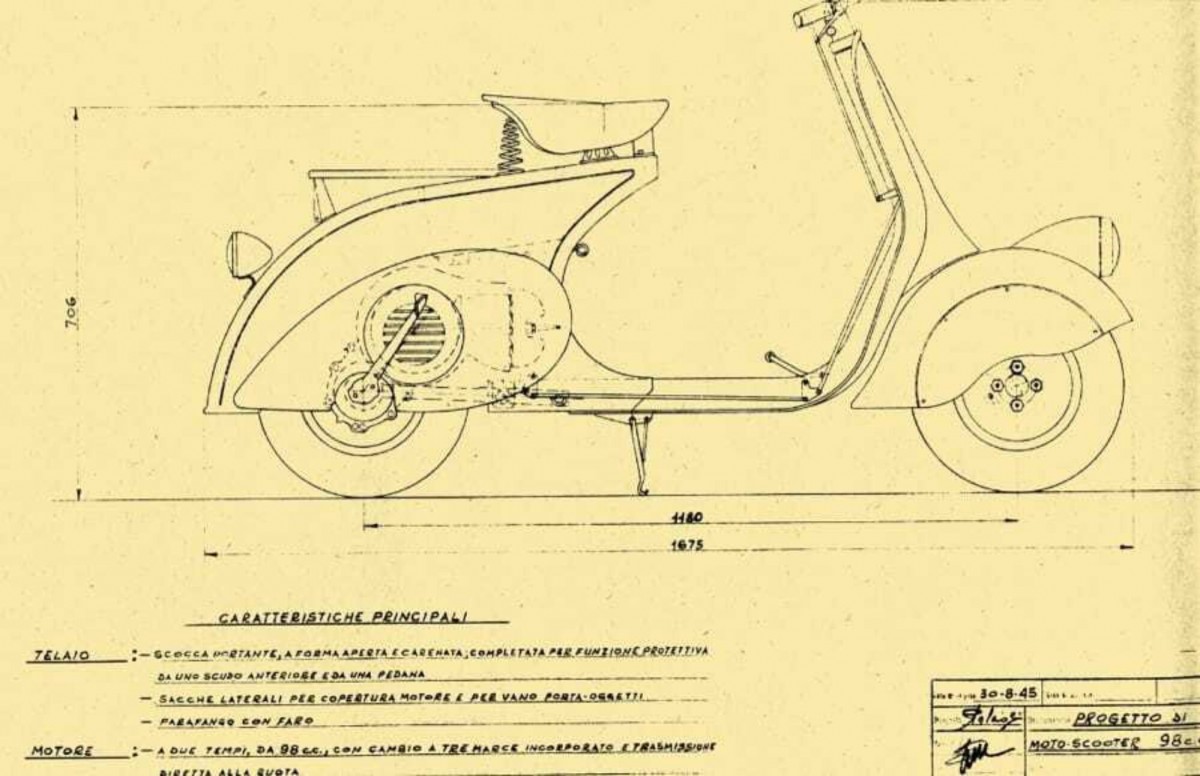 Схема первого мотороллера Piaggio Схема первого мотороллера Piaggio