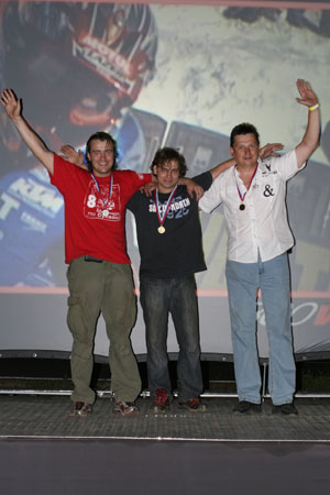 подиум KTM Cup, 6-й этап.  Алексей Муравьев, Валерий Степовой (слева), Андрей Уткин (справа)