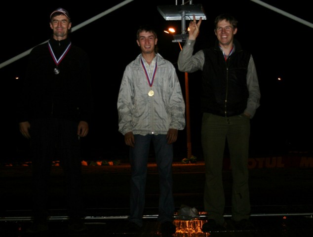 Подиум M1-Challenge: первое место - Алексей Шмелев, второе - Сергей Денисов (слева), третье - Артем Тесленко (справа)