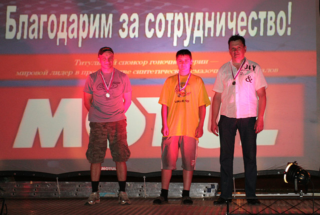 KTM Cup: первое место - Денис Куценко, второе - Александр Самойлов (слева), третье - Андрей Уткин (справа)