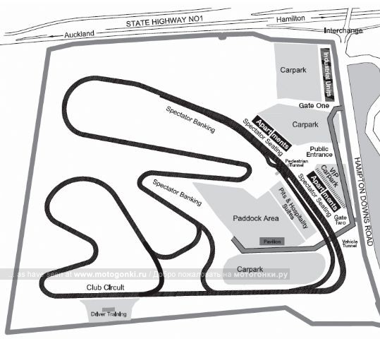 Схема трассы Hampton Downs Circuit