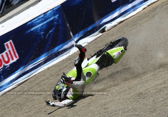 Mika Kallio crash in Laguna