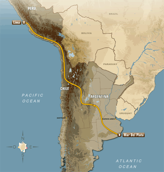 Дакар 2012: Аргентина - Чили - Перу, схема маршрута