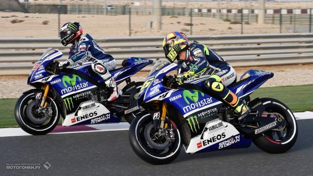 Movistar Yamaha MotoGP: Эффектное появление Лоренцо и Росси на презентации в Катаре