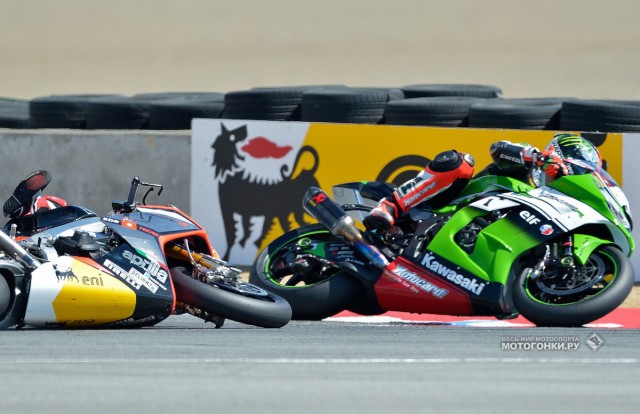 World Superbike в Laguna Seca: Марко Меландри падает, Сайкс - единоличный лидер!