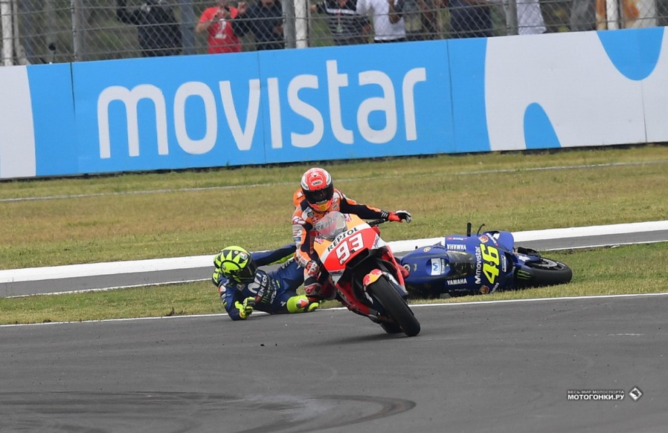 MotoGP - ArgentinaGP 2018: Марк Маркес сбивает Валентино Росси на 19-м круге