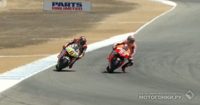 Маркес прошел Брадля на 20-м круге и устремился вперед, к очередной победе в MotoGP
