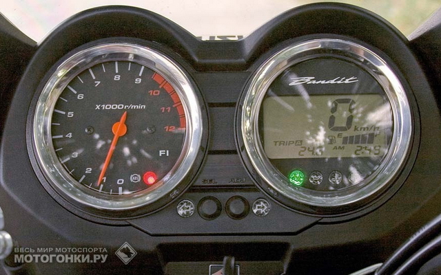 Панель GSF1250S: аналоговый тахо и цифровой спидометр (справа). В набор просится индикатор включенной передачи