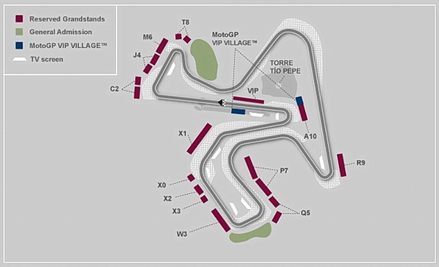 Схема Circuito de Jerez с трибунами