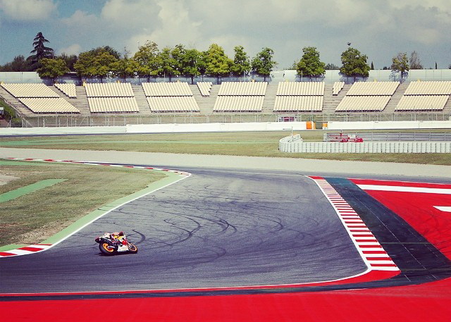 Марк Маркес, победитель Гран-При Каталонии тестирует новый поворот Circuit de Barcelona-Catalunya