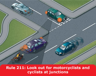 Правило 211: убедись, что там нет мотоциклиста, затем выруливай