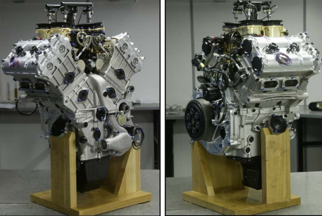 Прототип двигателя KTM GP1 Курта Триба 2002 года - 230-сильный V4 с наклоном цилиндров 75 град. и пневматическим приводом клапанов