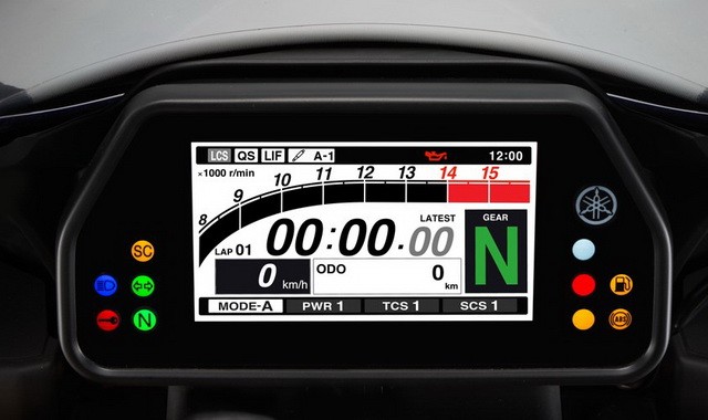 Новая LCD панель управления Yamaha YZF-R1 (2015) - режим Track