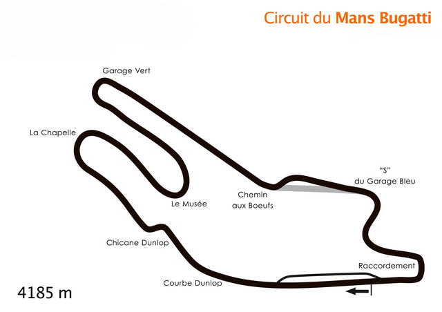 Схема Bugatti Circuit, Ле Ман, конфигурация MotoGP (4185 м)