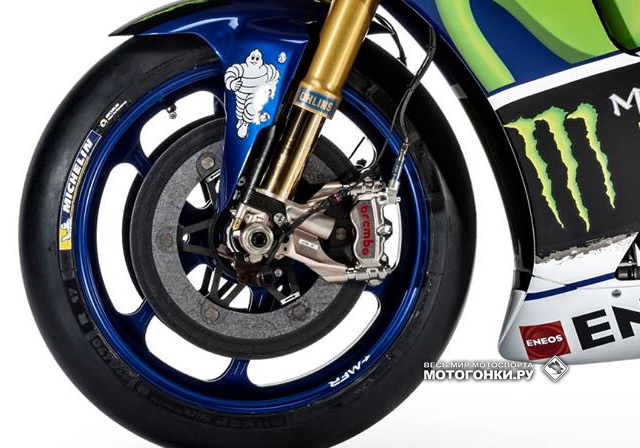 MotoGP: Yamaha YZR-M1 2016 года - завод использует подвески Ohlins и тормоза Brembo серии GP4