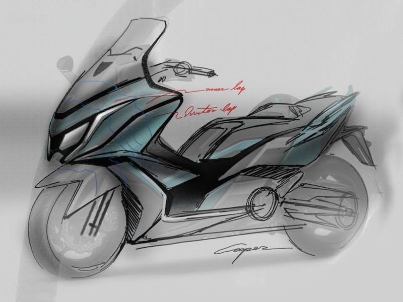 Скетч концепта Kymco K50, который завтра представят на Токийском Мотоциклетном Шоу 2016