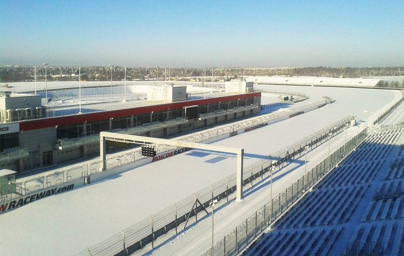 Moscow Raceway под снежным одеялом - спит до следующего сезона