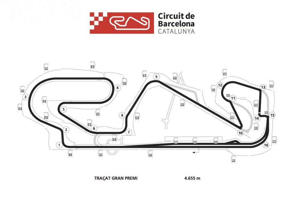 Актуальная схема трассы для Гран-При Каталонии (Circuit de Barcelona-Catalunya)
