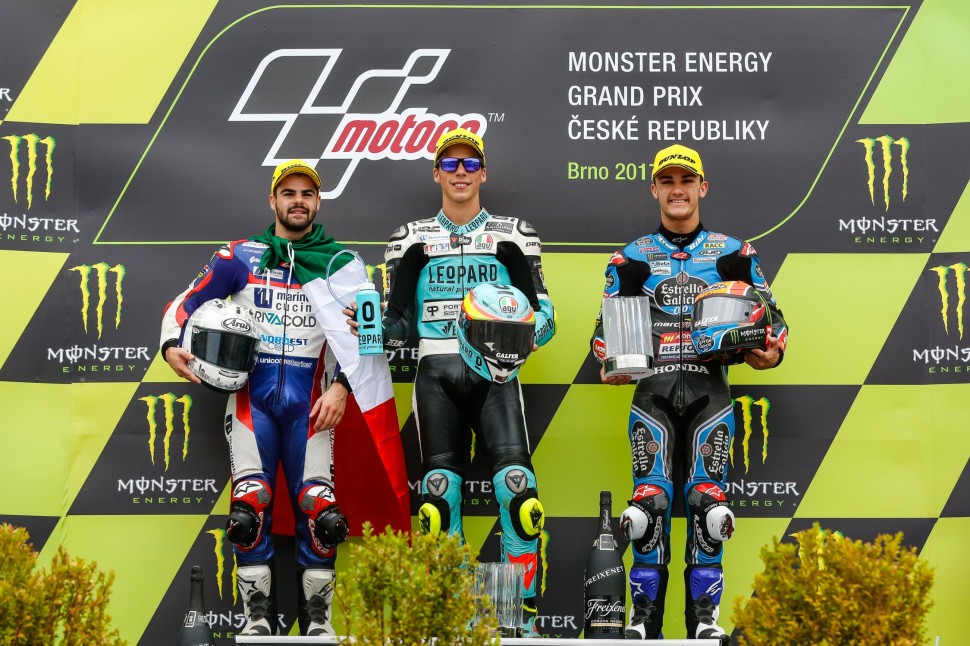 Подиум 10-го этапа Moto3 - Гран-При Чехии