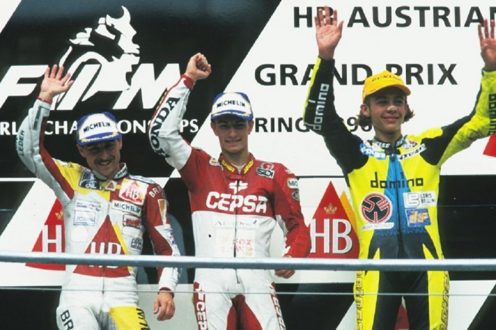 Дебютант чемпионата мира GP125 Валентино Росси - на подиуме в A1-Ring (Гран-При Австрии, 1996 год)