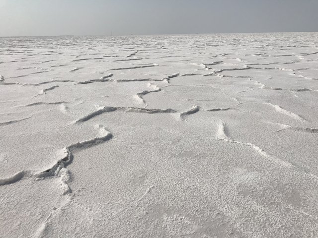 Соляное озеро простирается на сотни километров, а глубина местами доходит до 1,8 м