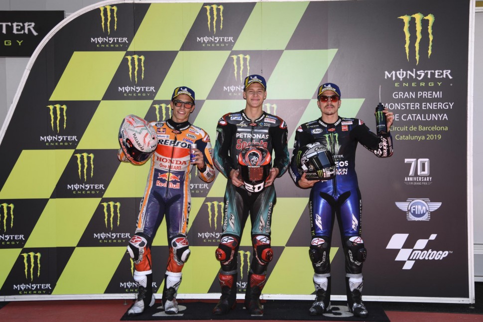 Тройка лидеров квалификации Гран-При Каталонии MotoGP