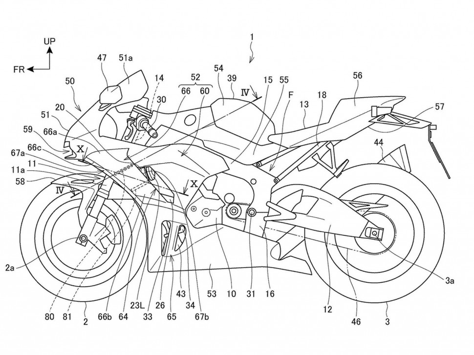 Патентные схемы Honda для рынка США: Fireblade 2020