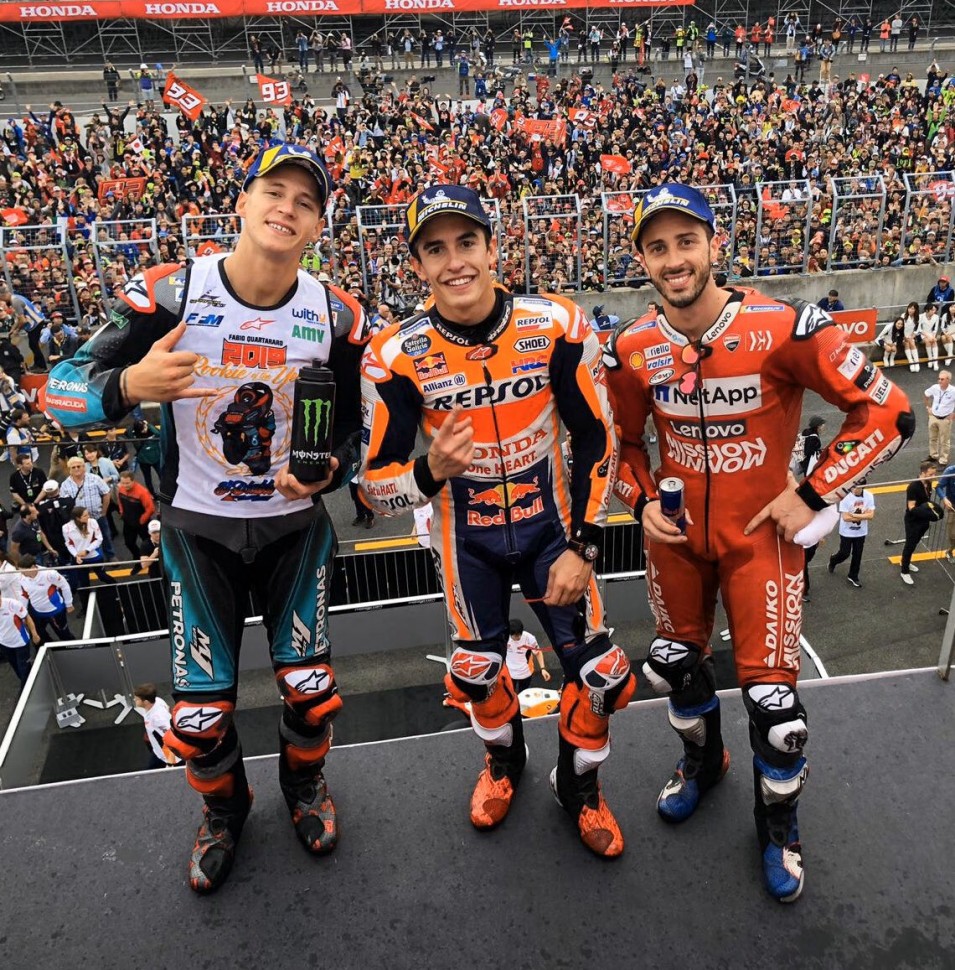 Тройка призеров Гран-При Японии по MotoGP 2019