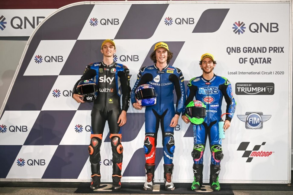 Тройка лидеров квалификации Гран-При Катара Moto2 2020