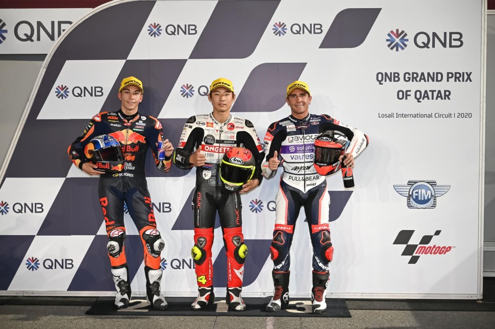 Тройка лидеров квалификации Гран-При Катара Moto3 2020