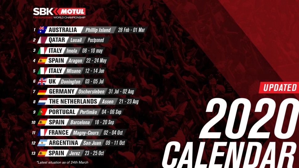 Календарь World Superbike 2020 года - версия от 24 марта 2020