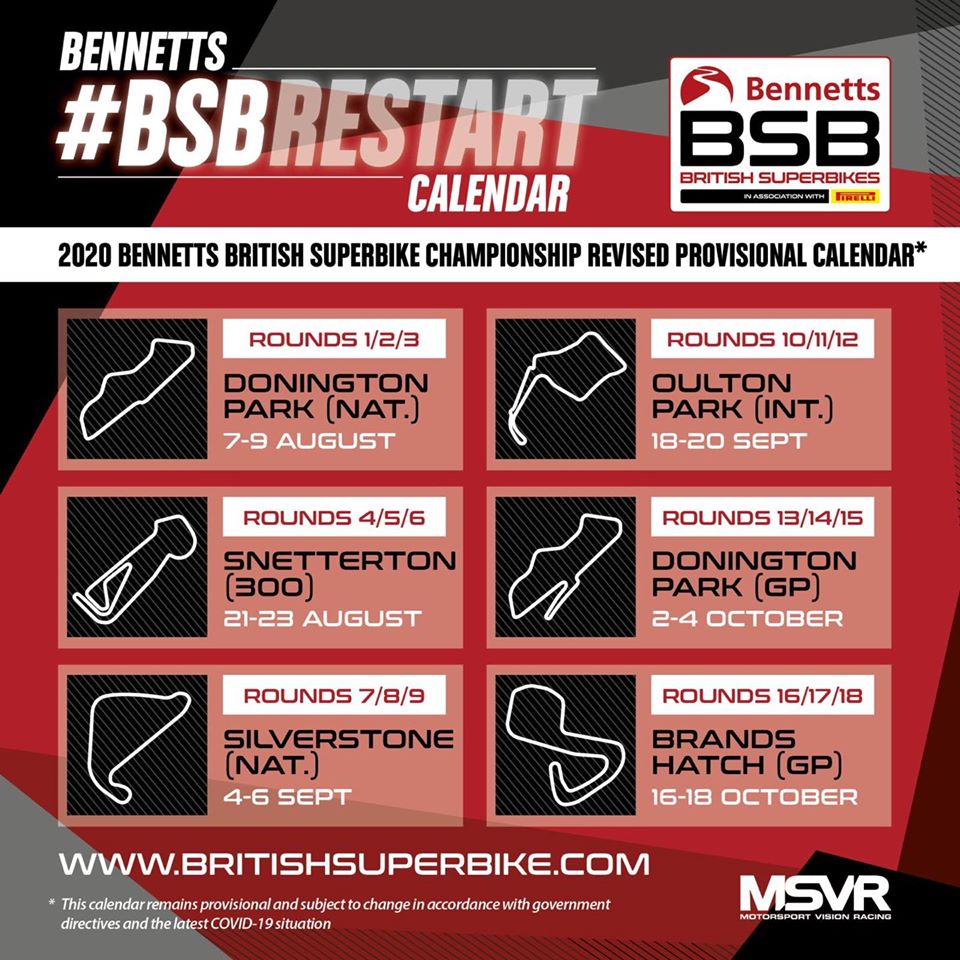 Календарь British Superbike 2020 (новая версия)