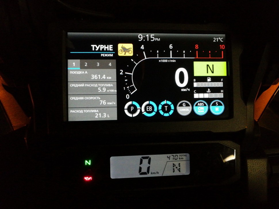 Ночной режим контрольной панели Honda Adventure Sports 2020