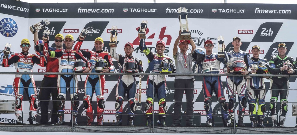 Победа F.C.C. TSR Honda в 24 Heures Motos 2018 года, заводская Honda Endurance на 2-м месте