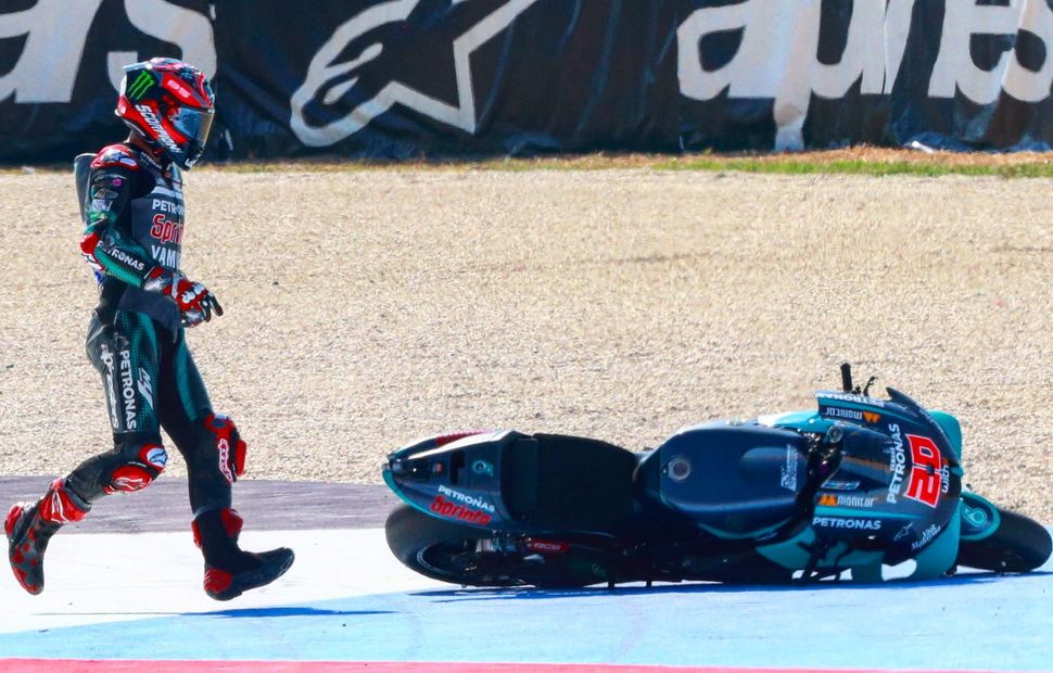 Мизано - худший момент с начала сезона MotoGP 2020 года для Куартараро: неожиданность падения