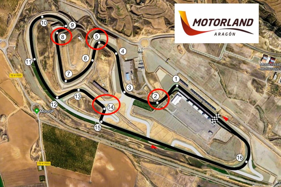 Горячие точки Motorland Aragon: наиболее опасные места с точки зрения падений