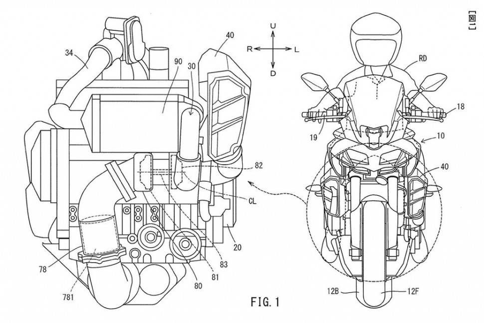 Турбированный мотоцикл Yamaha на базе двигателя CP3 в процессе получения патентов в Японии