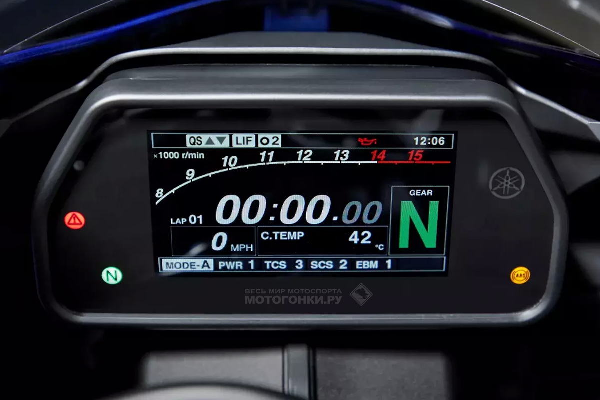 Режим Track Mode: контрольная панель Yamaha YZF-R1 (2020)