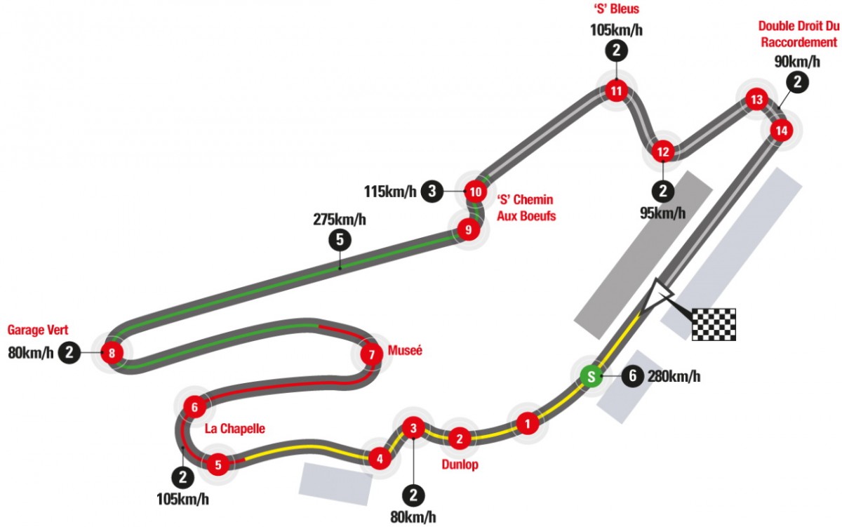 Схема автодрома Bugatti Circuit du Mans