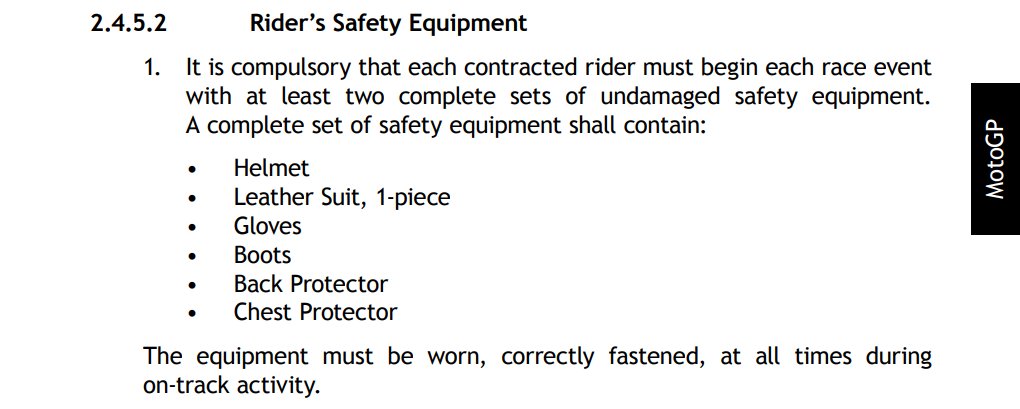 Пункт 2.4.5.2 регламента MotoGP