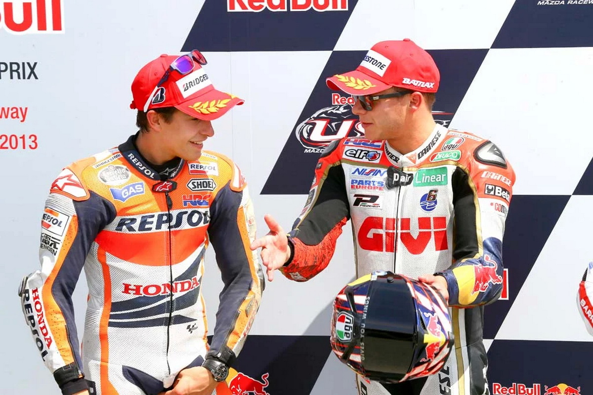 Маркес и Брадль встречались пару раз на подиуме в MotoGP, например, на USGP в 2013