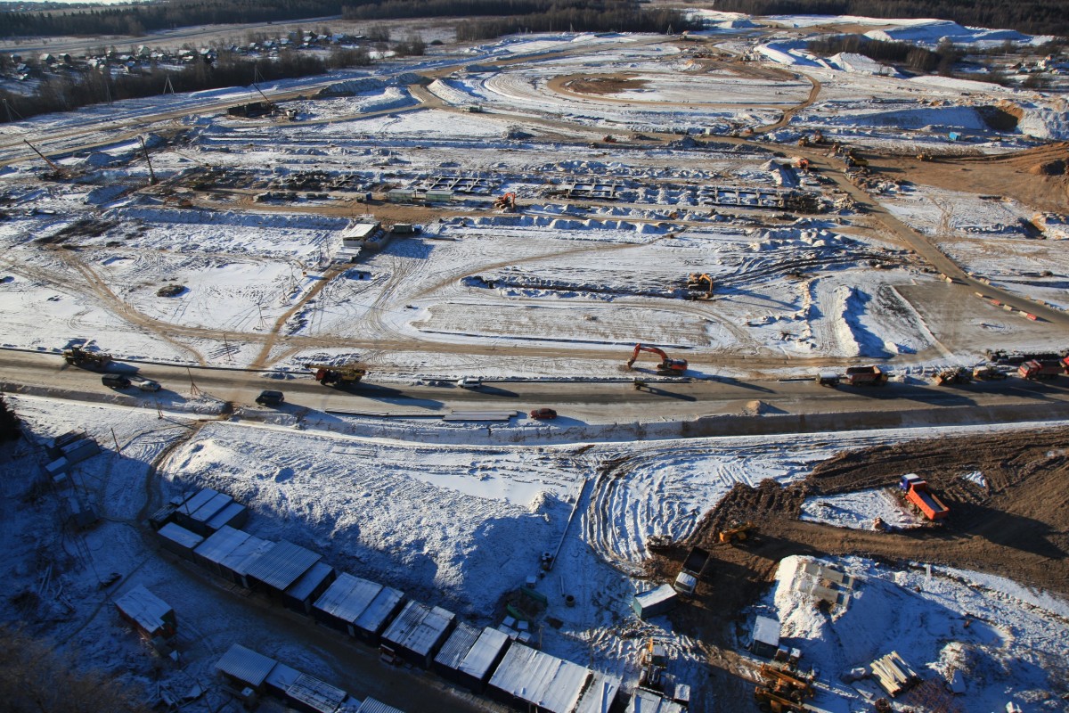Строительство Moscow Raceway, зима 2011 года