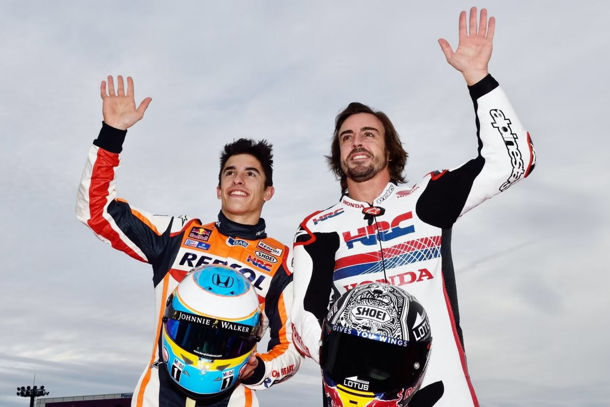 Фернандо Алонсо и Марк Маркес на Дне благодарности Honda Racing