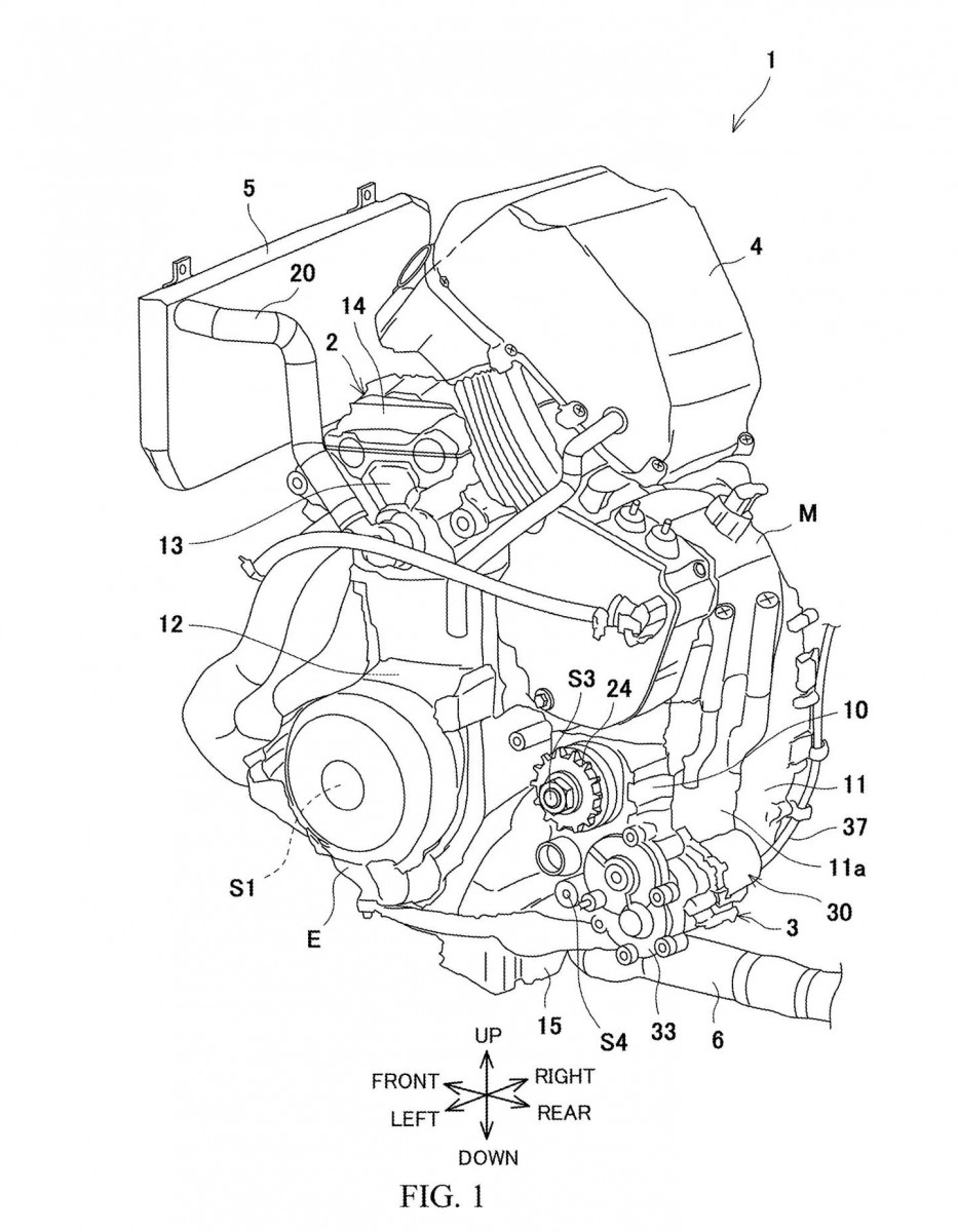 Схема гибридного двигателя Kawasaki HEV